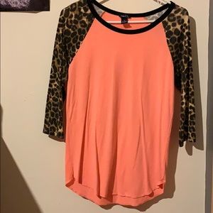 Rue 21 cheetah sleeve shirt
